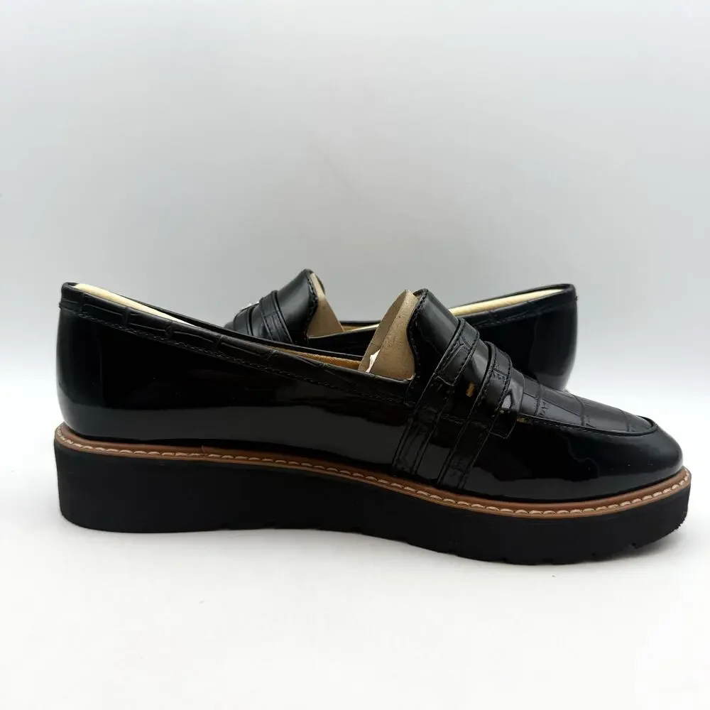 Naturalizer Womens Eiffel Loafers Size 8.5 38.5 Black Vegan Patent Leather NIB